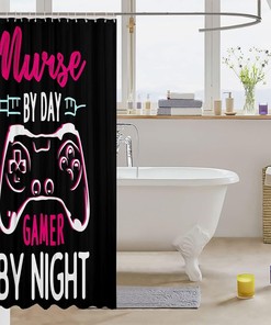Abstract Gamepad And Nurse Design Shower Curtain For Boys And Girls.