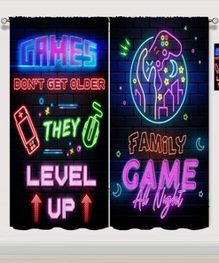 Abstract Gamer Video Game Joystick Print Blackout Curtains