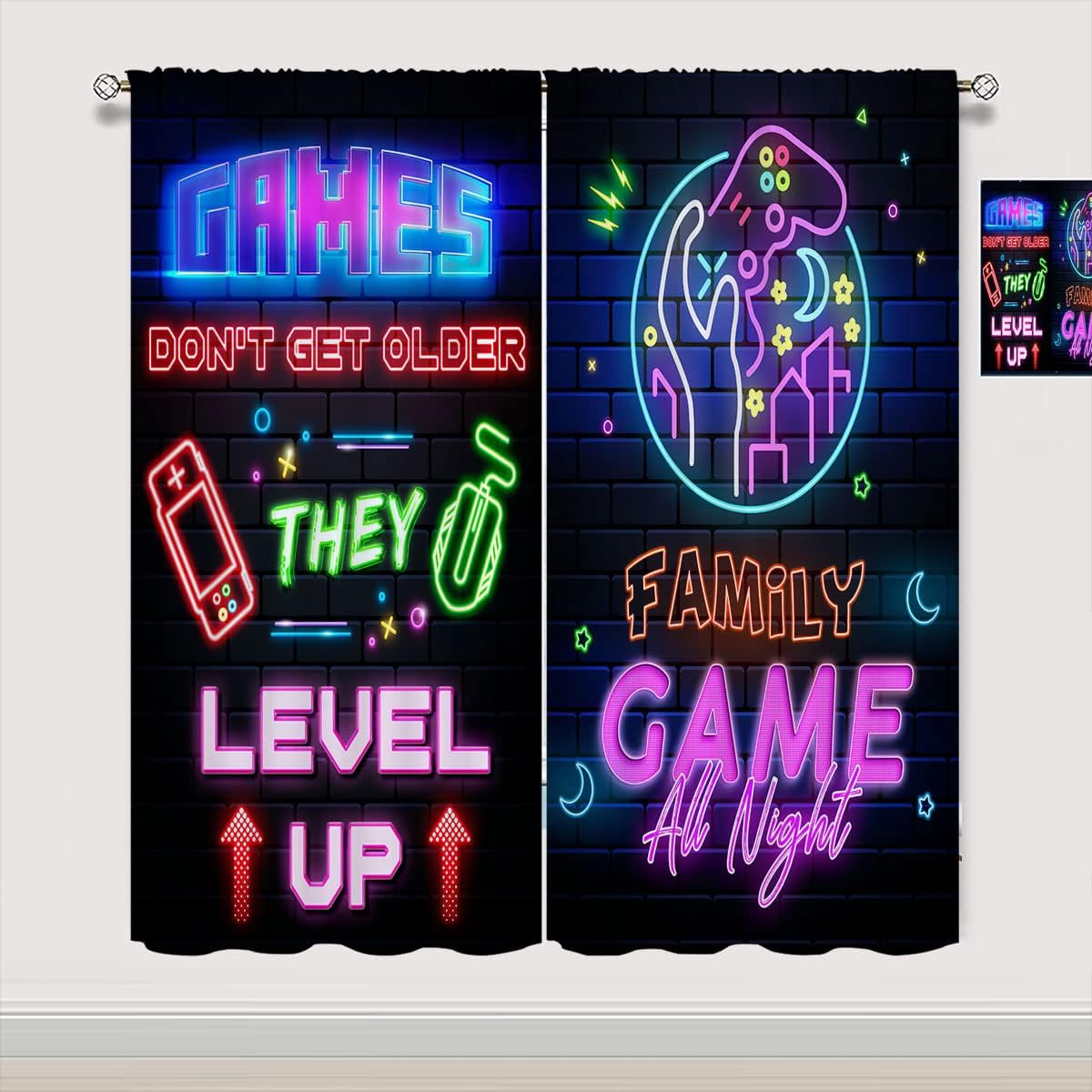 Abstract Gamer Video Game Joystick Print Blackout Curtains