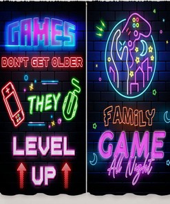 Abstract Gamer Video Game Joystick Print Blackout Curtains