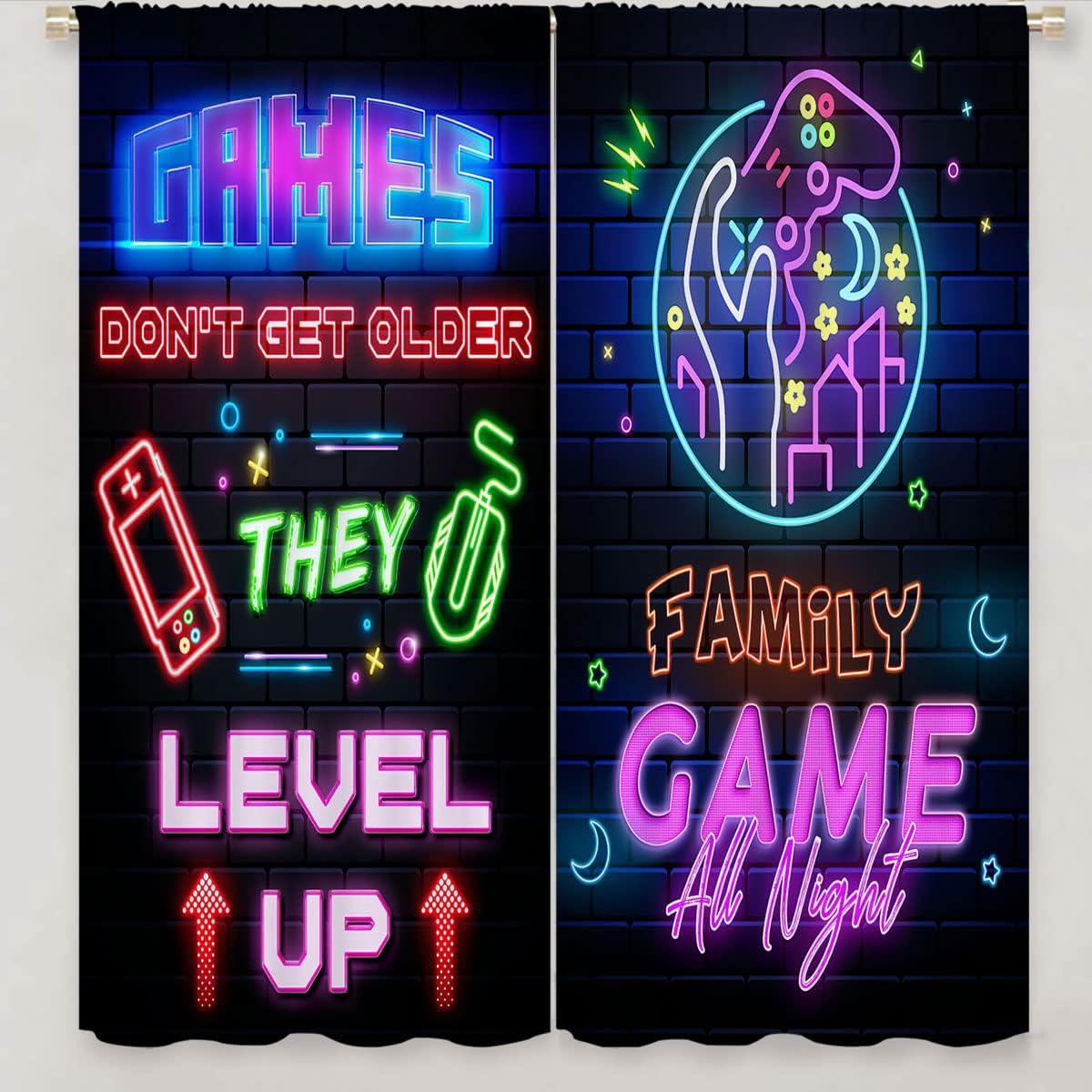 Abstract Gamer Video Game Joystick Print Blackout Curtains