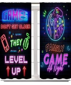 Abstract Gamer Video Game Joystick Print Blackout Curtains