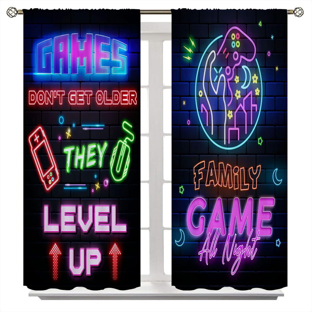 Abstract Gamer Video Game Joystick Print Blackout Curtains