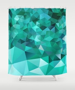 Abstract Geometric Floral Shower Curtain, Colorful Bathroom Decoration