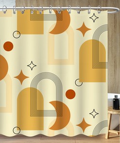 Abstract Geometric Lines Star And Moon Shower Curtain For A Bold Look