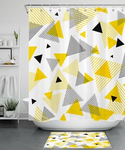 Abstract Geometric Pattern Graphic Triangle Shower Curtain for Modern Bathroom Decor