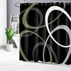 Abstract Geometric Pattern Sage Green And Grey Shower Curtain, Modern Minimalist Bathroom Decor 