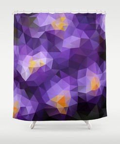 Abstract Geometric Purple Shower Curtain Set, Colorful Bathroom Decor with Unique Pattern