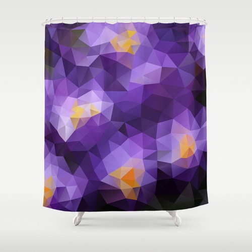 Abstract Geometric Purple Shower Curtain Set, Colorful Bathroom Decor with Unique Pattern