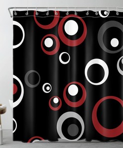 Abstract Geometric Red and Black Shower Curtain for a Contemporary Look