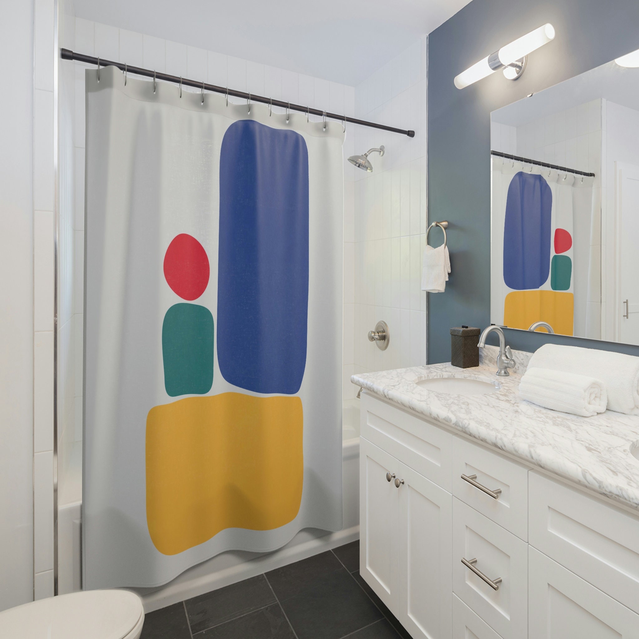Abstract Geometric Shower Curtain For Chic Bathroom Decor - Image 2