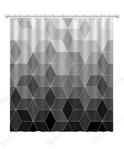 Abstract Geometry Grey And Black Ombre Shower Curtain
