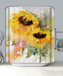 Abstract Golden Child Sunflower Oil Painting Shower Curtain to Add A Dreamy Feel to Your Bathroom
