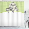 Abstract Green Sloth Shower Curtain, Minimalist Bathroom Decor 