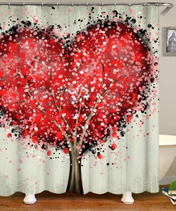 Abstract Landscape Tree of Life Fabric Shower Curtain for Bathroom Decor