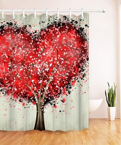 Abstract Landscape Tree of Life Fabric Shower Curtain for Bathroom Decor
