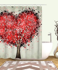 Abstract Landscape Tree of Life Fabric Shower Curtain for Bathroom Decor