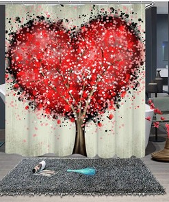 Abstract Landscape Tree of Life Fabric Shower Curtain for Bathroom Decor