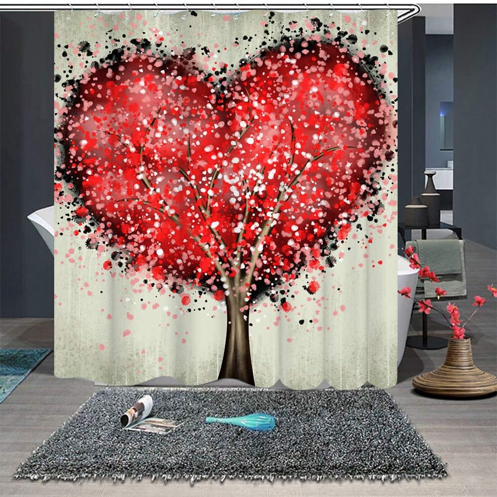 Abstract Landscape Tree of Life Fabric Shower Curtain for Bathroom Decor