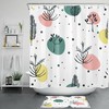 Abstract Leaf Fabric Shower Curtain With Colorful Geometric Spots, Wonderful Bathroom Accessory