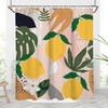 Abstract Lemon Shower Curtain With Tropical Palm Fruit And Nature Plant Leaves For Bathroom Decor