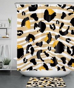 Abstract Leopard Print Shower Curtain, Artistic Bathroom Decor