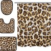 Abstract Leopard Spot Art Shower Curtain With Matching Mat For Modern Bathroom Decor