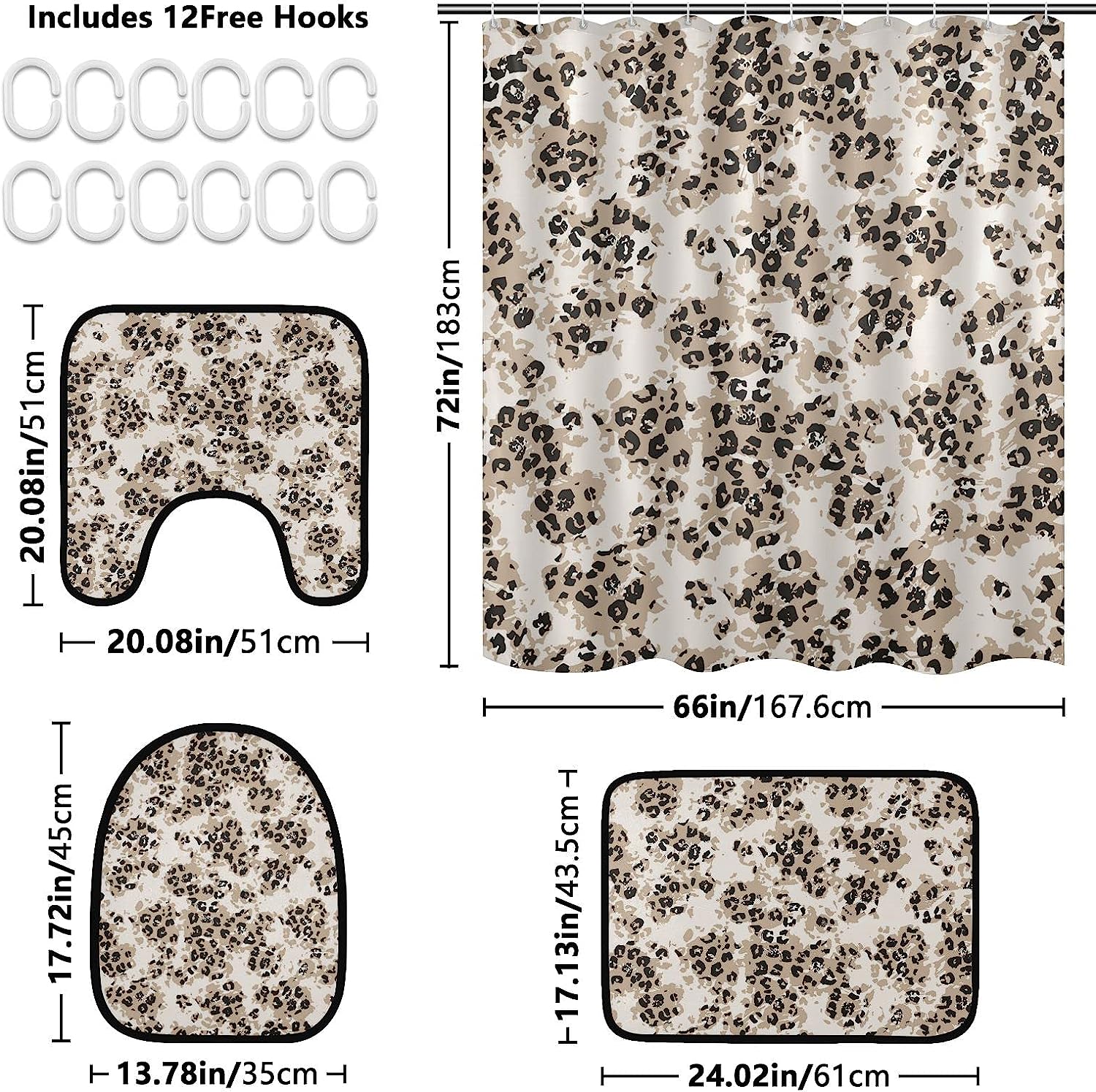 Abstract Leopard Spot Shower Curtain With Matching Mat For Bold Bathroom Decor - Image 2