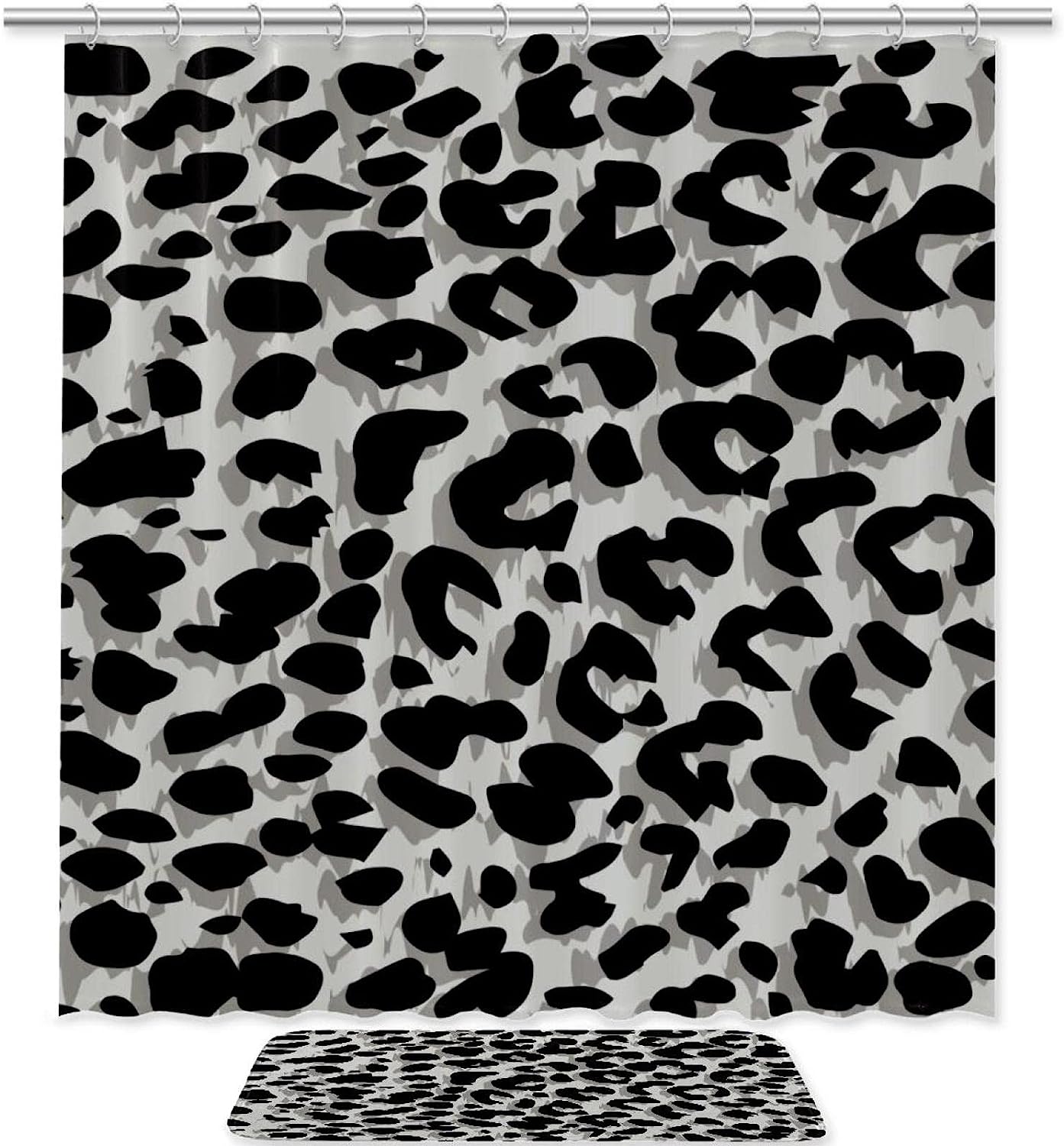 Abstract Leopard Texture Printing Bathroom Set With Waterproof Fabric Shower Curtain