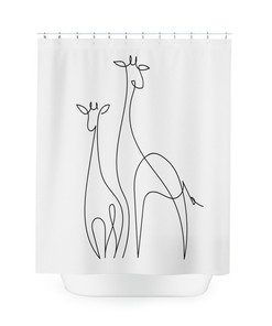 Abstract Line Art Giraffe Shower Curtain, Unique And Stylish Bathroom Decor