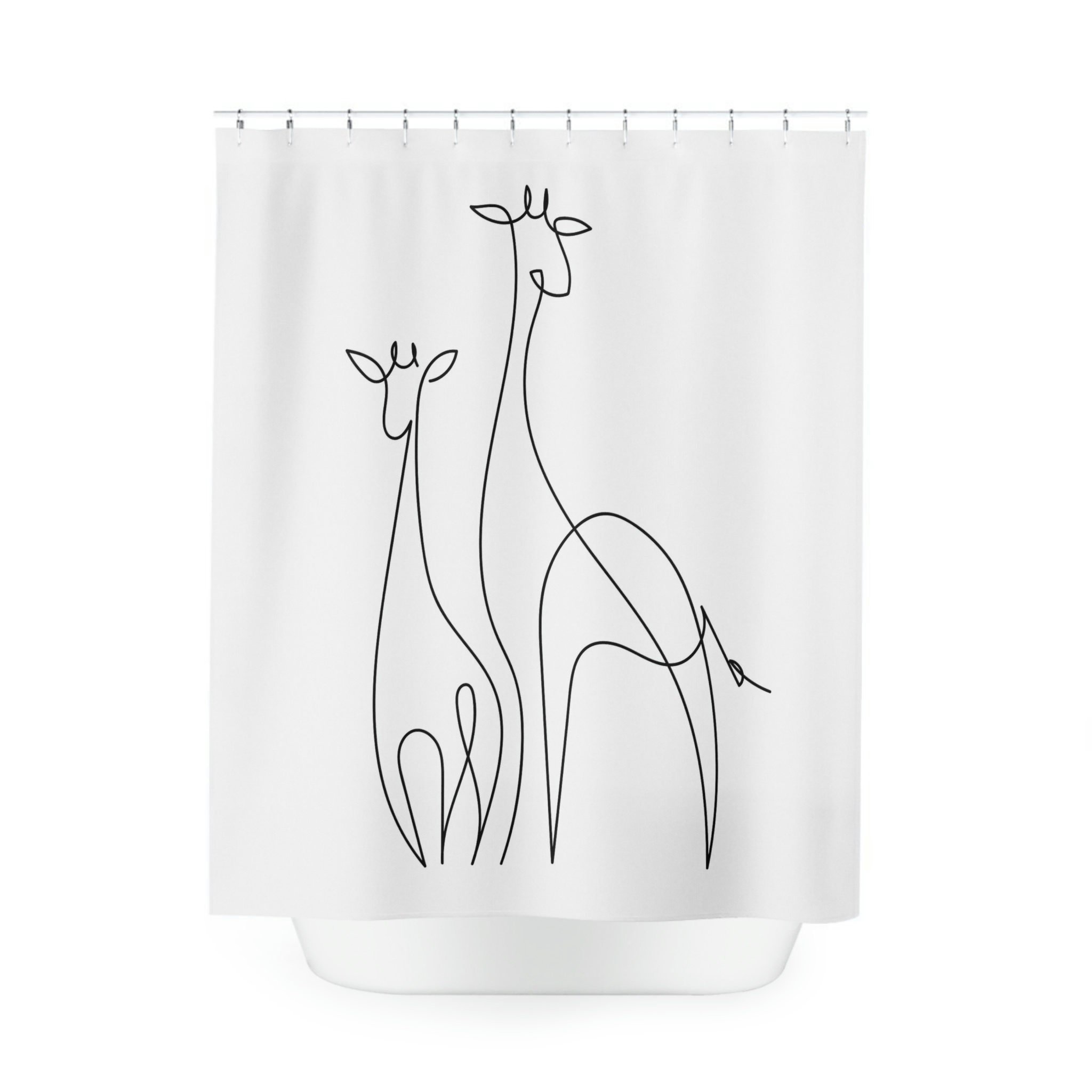 Abstract Line Art Giraffe Shower Curtain, Unique And Stylish Bathroom Decor