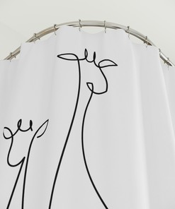 Abstract Line Art Giraffe Shower Curtain, Unique And Stylish Bathroom Decor