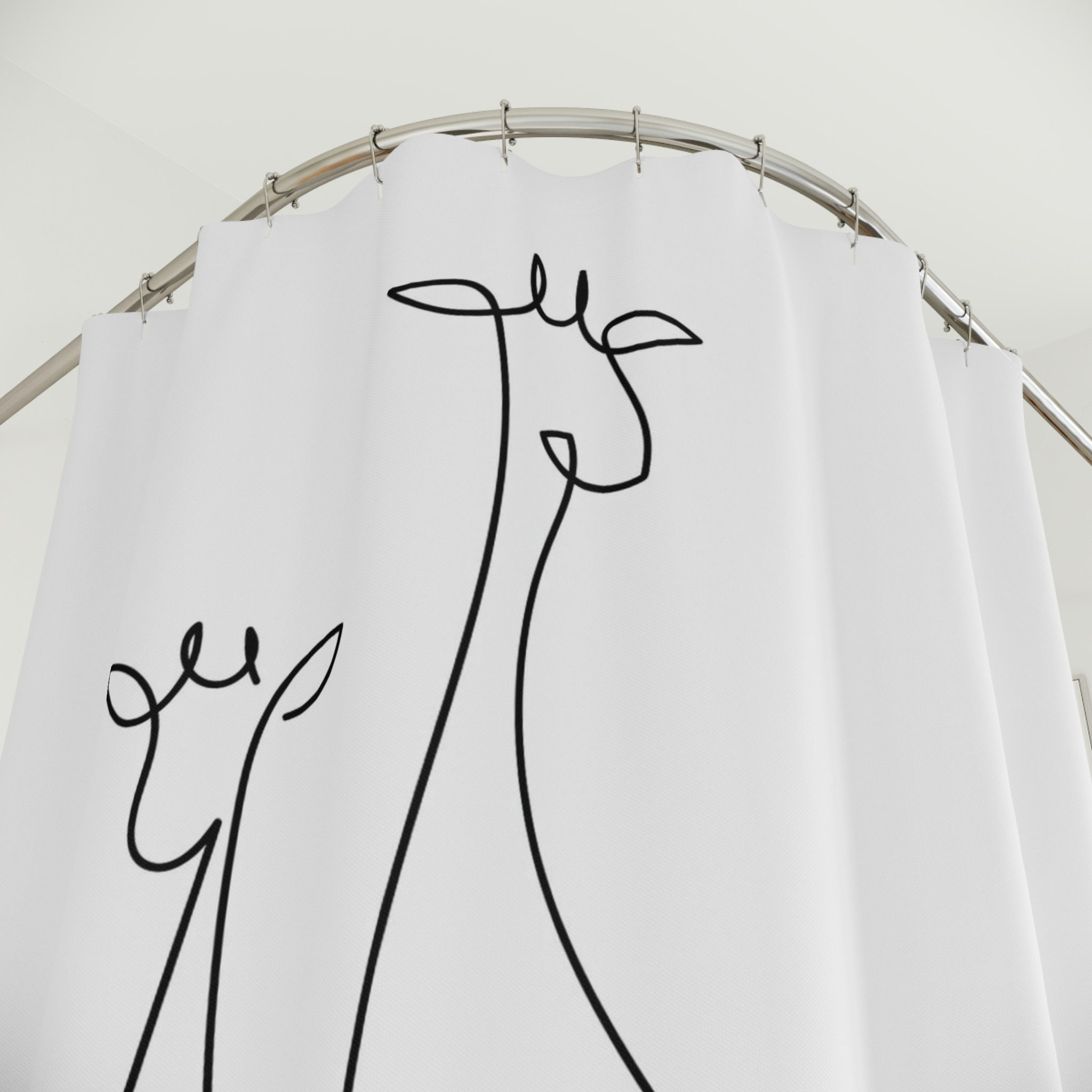 Abstract Line Art Giraffe Shower Curtain, Unique And Stylish Bathroom Decor