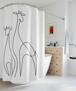 Abstract Line Art Giraffe Shower Curtain, Unique And Stylish Bathroom Decor