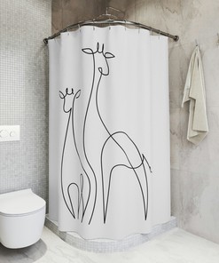Abstract Line Art Giraffe Shower Curtain, Unique And Stylish Bathroom Decor