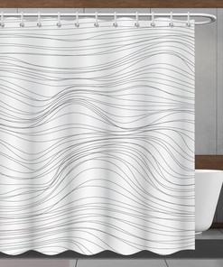 Abstract Lines Shower Curtain In Minimalistic Style For A Contemporary And Sleek Bathroom Look