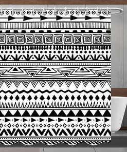 Abstract Lines Shower Curtain With Minimalistic Design For A Simple But Elegant Bathroom