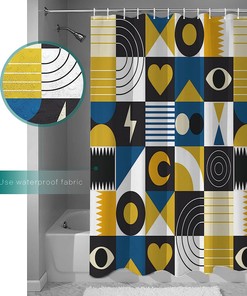 Abstract Love Heart Moon Eye Shower Curtain - LB Ombre Color Block Bathtub Curtainses