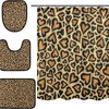 Abstract Love Shape Leopard Spot Shower Curtain With Matching Mat For Romantic Bathroom Decor