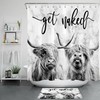 Abstract Marble Highland Cow Funny Shower Curtain Get Naked Bathroom