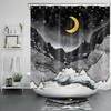 Abstract Marble Mountains Night Moon Shower Curtain Set For Mysterious And Beautiful Bathroom Decor