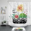 Abstract Marble and Cactus Shower Curtain 