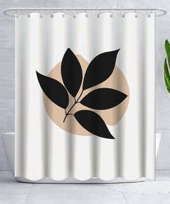 Abstract Minimalist Geometric Mid Century Modern Plant Shower Curtain for a Contemporary Bathroom Look 