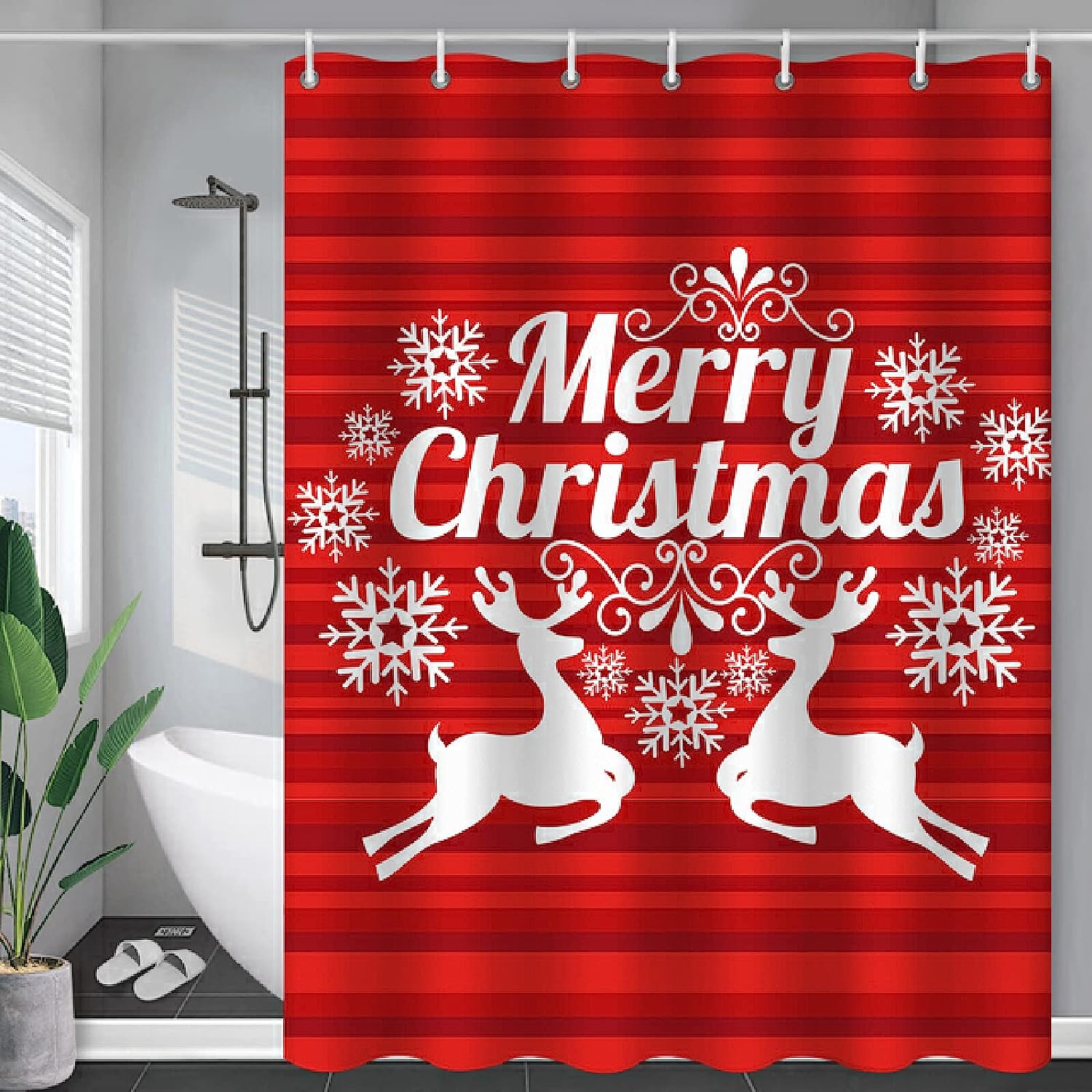 Abstract Moose Shower Curtain - Modern Art Color Waterproof Curtain with 3D Printing, Great for Contemporary Bathrooms