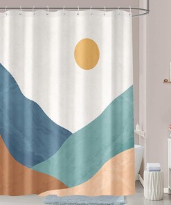 Abstract Mountain Art Printed Waterproof Fabric Shower Curtain for Boho Bathroom Decor
