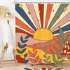 Abstract Mountain Cute Rainbow Sun Floral Leaves Mushroom 70s Shower Curtain for Bathroom Home Decor by Imirell 