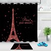 Abstract Neon Eiffel Tower Shower Curtain In Black, Perfect For Any Art Deco Bathroom