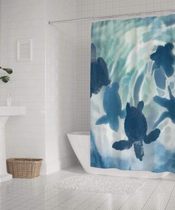 Abstract Ocean Tortoise Reflection Printed Waterproof Fabric Shower Curtain