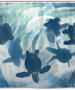 Abstract Ocean Tortoise Reflection Printed Waterproof Fabric Shower Curtain