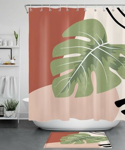 Abstract Palm Leaf Minimalist Shower Curtain for Modern Bathrooms